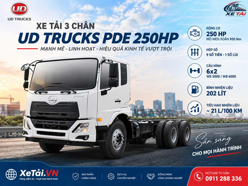 Xe tải 3 chân UD Trucks PDE 250HP